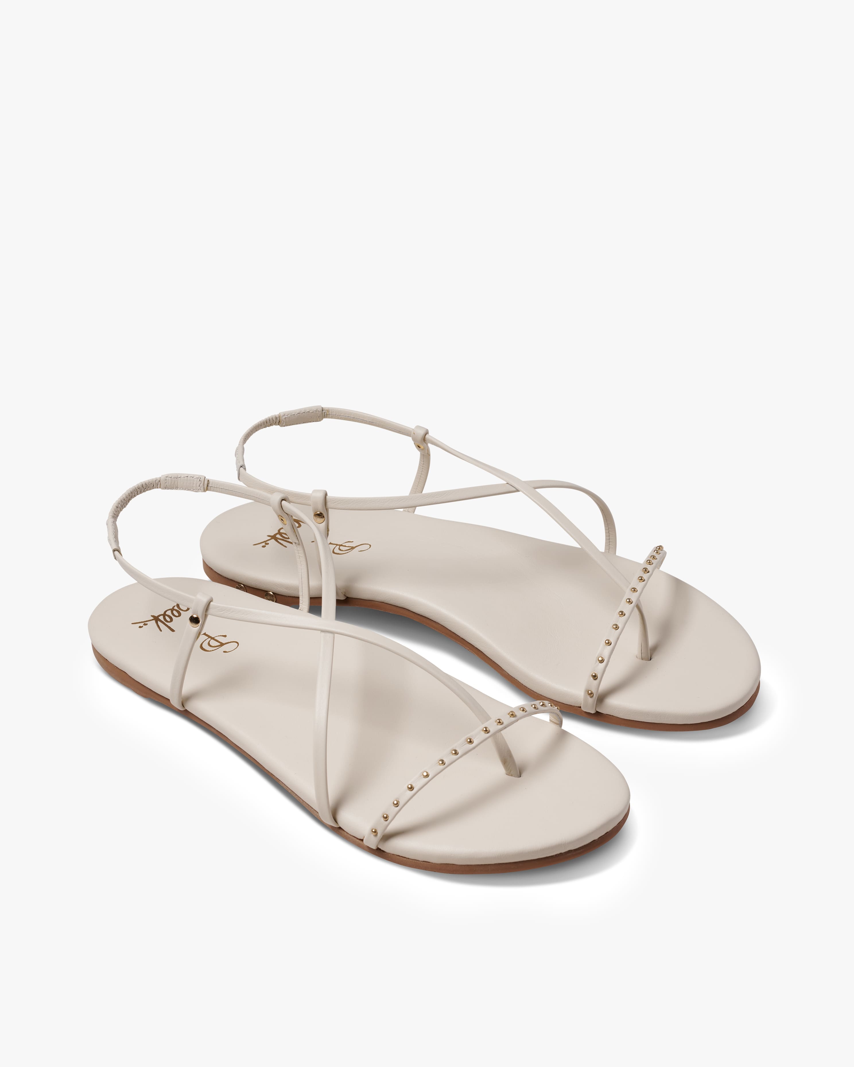 Beek Bitsybird leather sandal in vanilla with slim straps and a back strap
