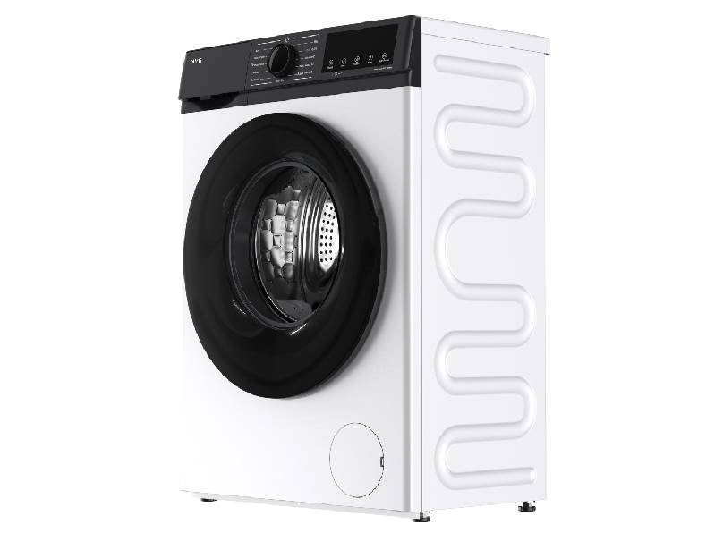 Official angled view of the HYE 8 kg slimline washing machine