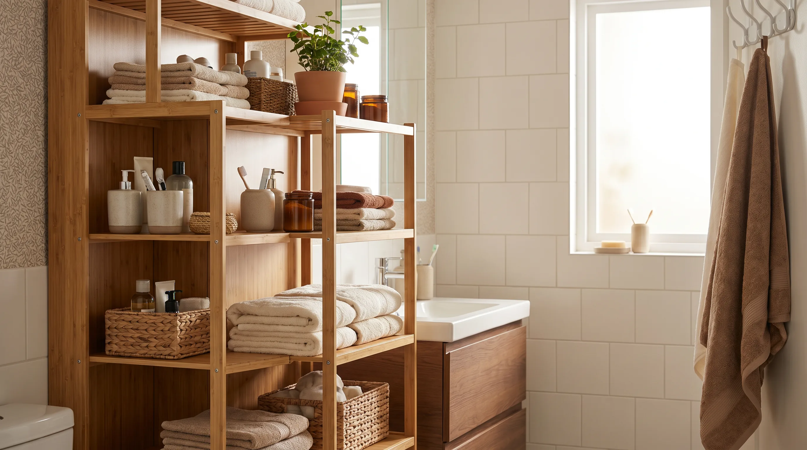 4 Bathroom Shelves for Renters Who Need Storage but Hate the Usual Chrome Look