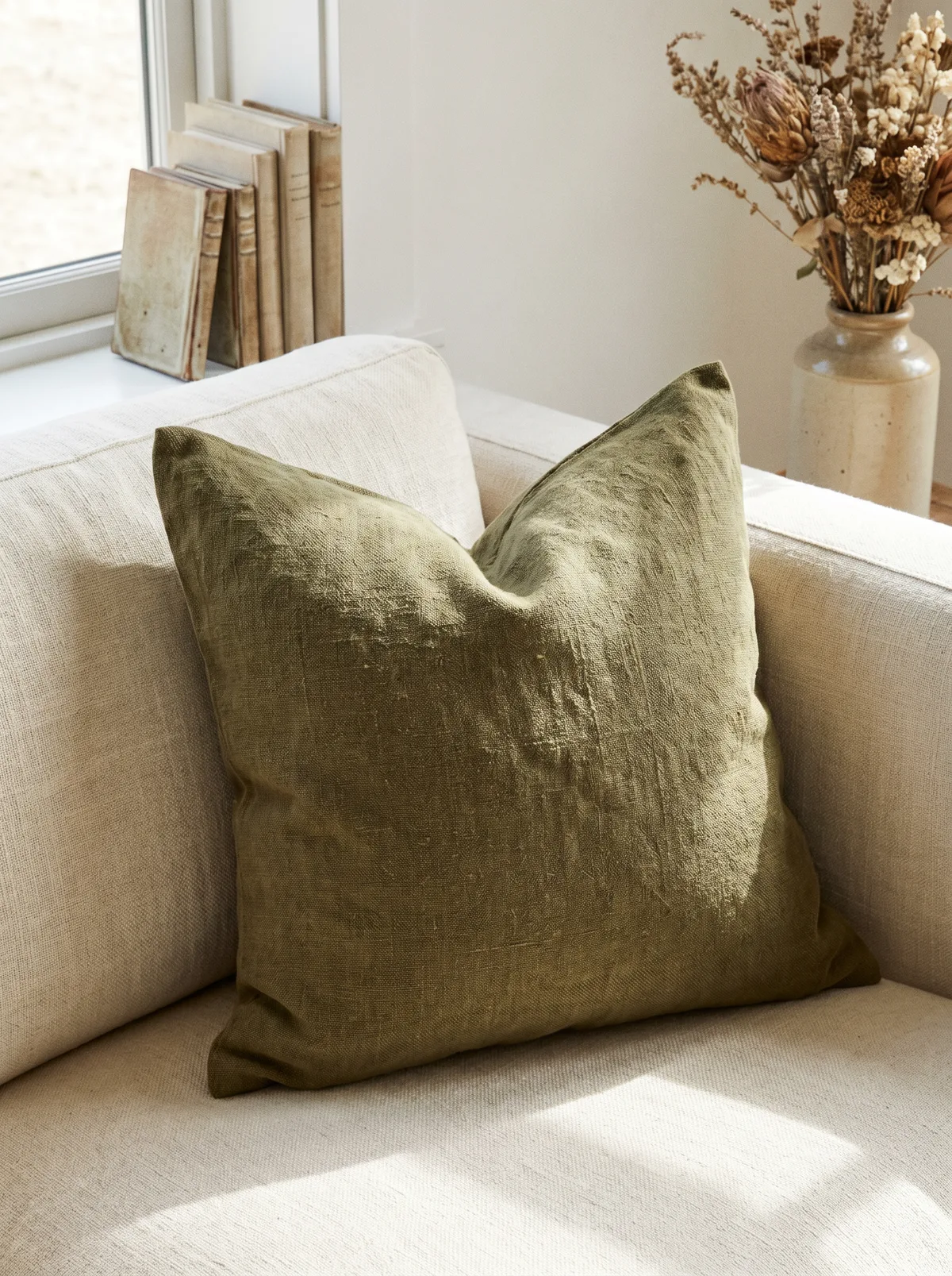 Olive Linen Pillow