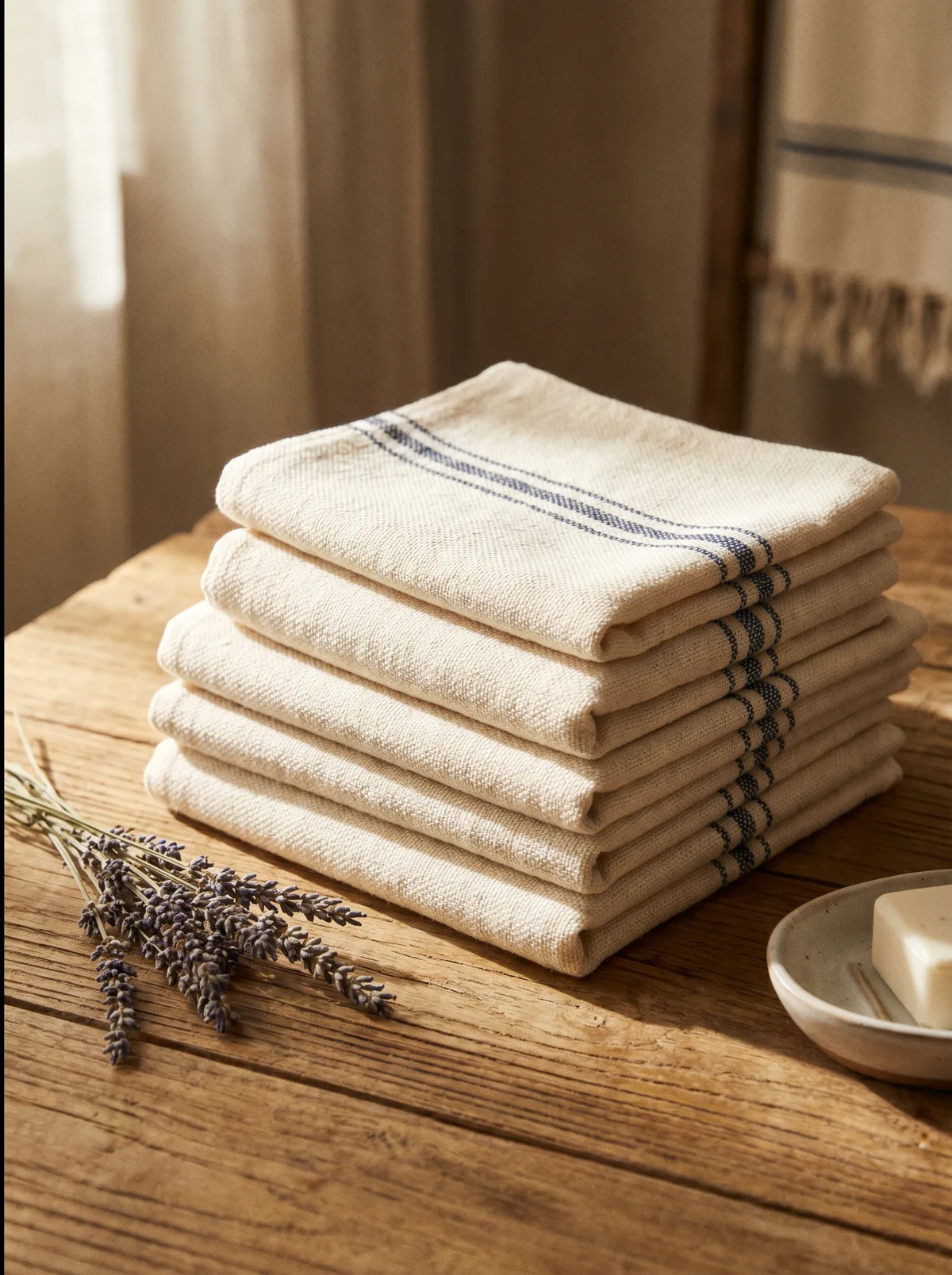 Folded Turkish cotton hand towel